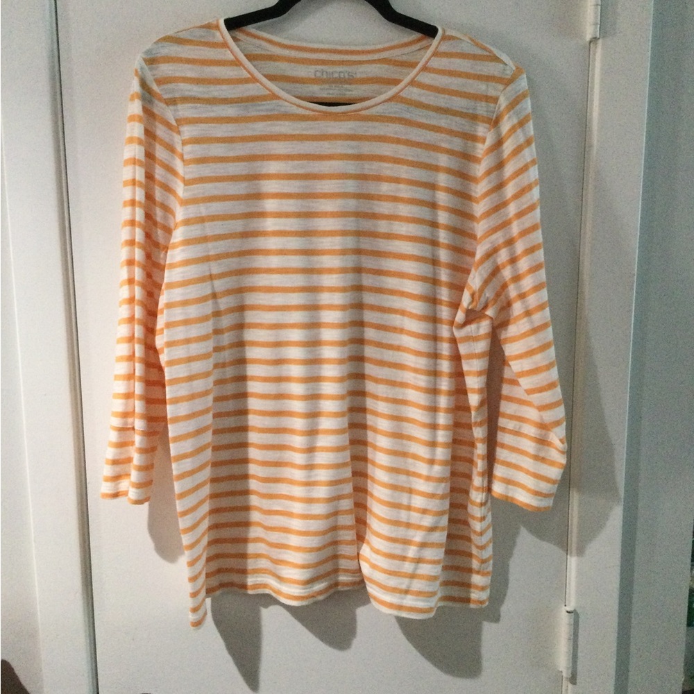 Chicos Striped Orange and White Women's Top